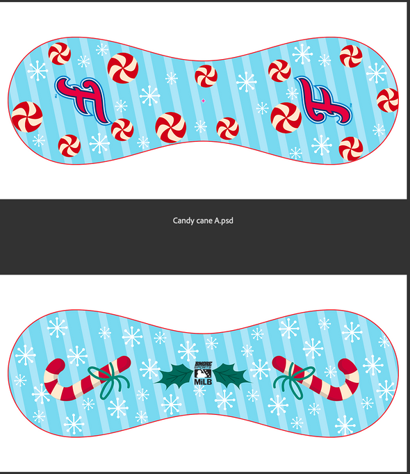 FredNats Candy Cane Baseball Ornament