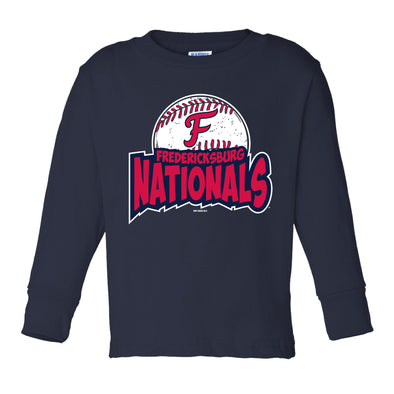 Youth FredNats Navy Fanable Long Sleeve Shirt